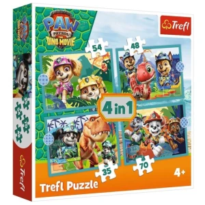 Puzzle 4w1 Psi Patrol i Historie z Wyspy Dinozaurów 4+, Trefl