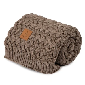 Kocyk Merino gruby ciemny beż 80x100, Lepre
