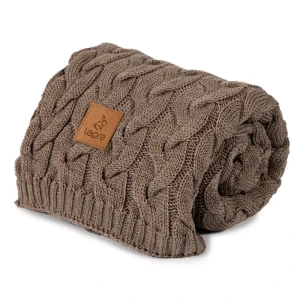 Kocyk Merino gruby SPLOT WARKOCZ ciemny beż 80x100, Lepre