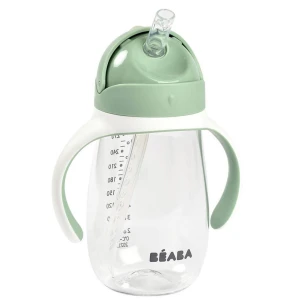 Bidon niekapek tritanowy ze słomką Sage Green 300 ml, Beaba