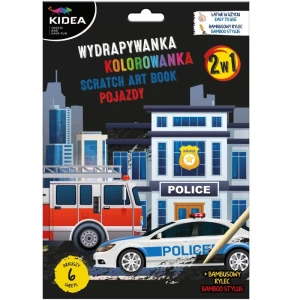 Wydrapywanka z kolorowanką 2w1 POJAZDY, Kidea