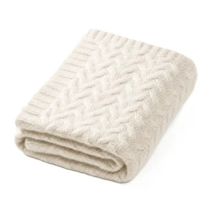 Kocyk z wełny merino 75x100 ecru, Babyono