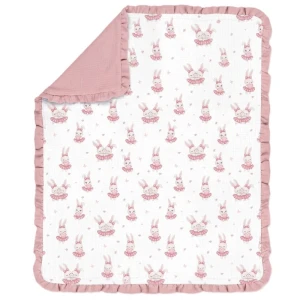 Kocyk muślinowy z falbanką Vintage Bunny 80x100, Albero Mio