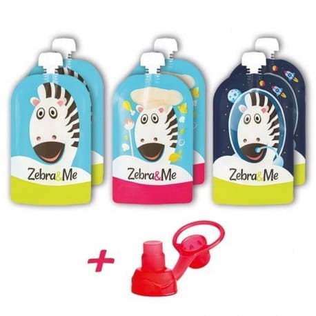 zebra and me saszetki wielorazowe na pokarm 6-pack