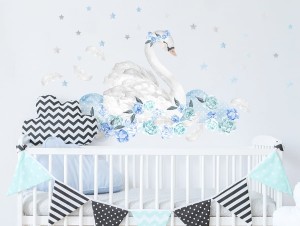 Łabędź niebieski - naklejka na ścianę, Pastelowe Love