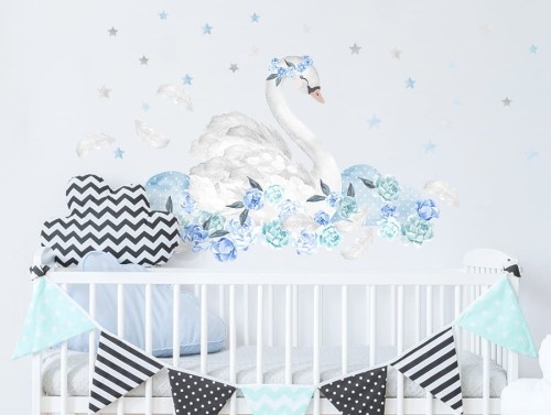 pastelowelove naklejka ścienna łabędź niebieski