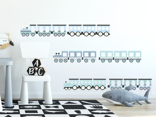 pastelowelove naklejka na ścianę pociąg niebieskie