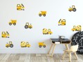 pastelowelove naklejka na ścianę pojazdy budowlane żółte
