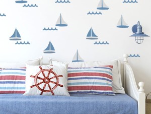 Żaglówki niebieskie - naklejka na ścianę, Pastelowe Love