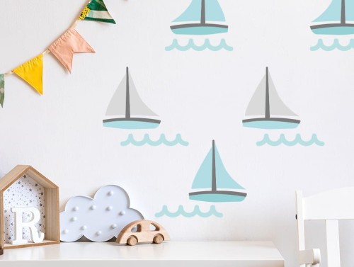 pastelowelove naklejki na ścianę żaglówki miętowe