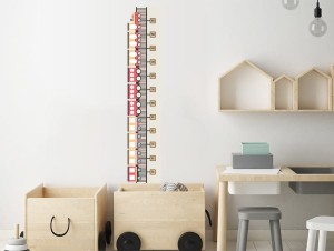 Miarka wzrostu Pociągi Czerwone - naklejka na ścianę, Pastelowe Love