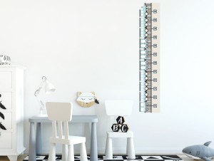 Miarka wzrostu Pociągi Niebieskie - naklejka na ścianę, Pastelowe Love