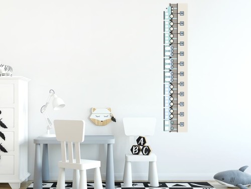 pastelowelove miarka wzrostu na ścianę pociagi niebieskie