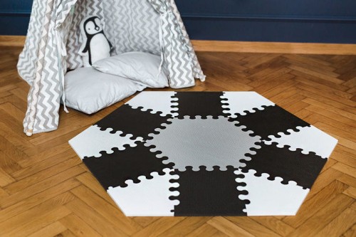 mata piankowa czarno-biała hexagon L