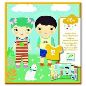 Zestaw z naklejkami wielokrotnego użytku Ubrania 18m+, Djeco