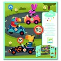 djeco zestaw z naklejkami wielokrotnego użytku autka DJ09073