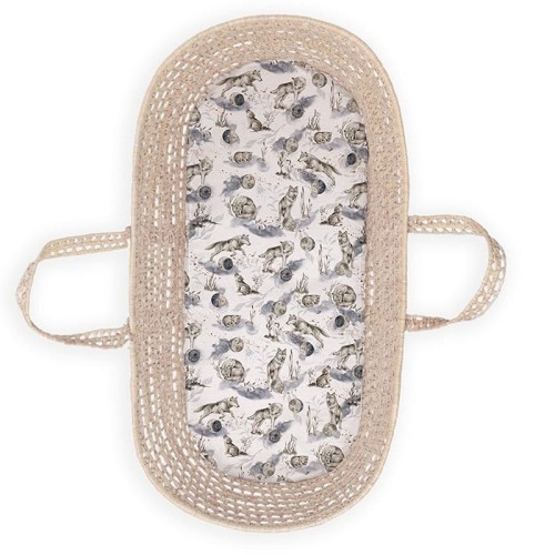 bawełniane prześcieradło do gondoli wolf moonlight