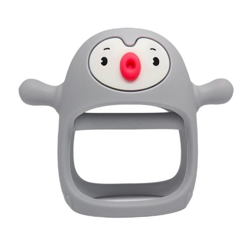Smily mia gryzak silikonowy pingwin buddy light grey