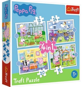 Puzzle 4w1 Świnka Peppa - Wspomnienia z wakacji 3+, Trefl