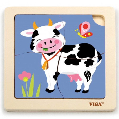 viga drewniane puzzle krówka