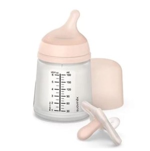 Zestaw startowy Zero Zero: butelka regulowany przepływ 180 ml + smoczek -2-2m,  Suavinex