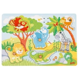 Drewniane puzzle muzyczne z uchwytami Zwierzęta Afryki, Goki