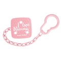 Canpol łańcuszek do smoczka różowy I love mummy