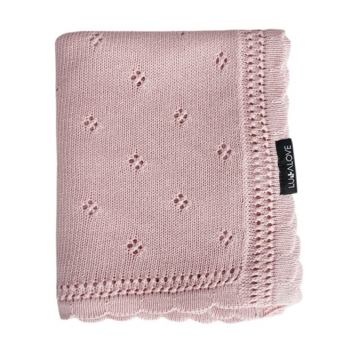 lullalove kocyk daisy pudrowy róż