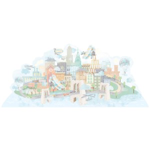 Miasteczko Samoloty - naklejka na ścianę, Pastelowe Love