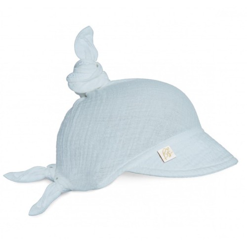 muślinowa chustka z daszkiem  niebieska