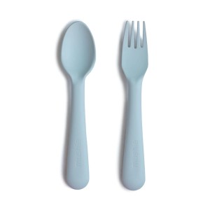 Sztućce do nauki samodzielnego jedzenia Powder Blue, Mushie