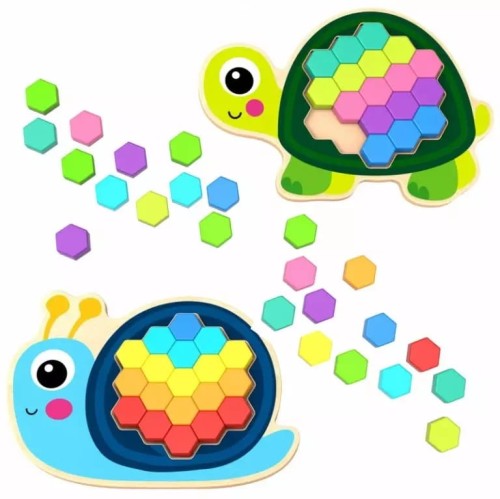 tooky toy drewniana mozaika żółw ślimak