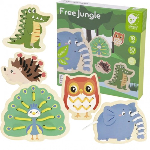 classic word drewniana przeplatanka Zwierzątka Dżungla