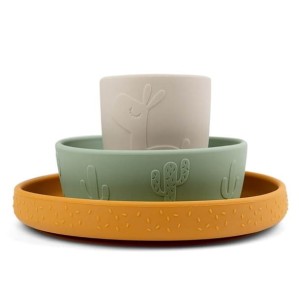 Zestaw obiadowy silikonowych naczyń z przyssawką Lalee, Done By Deer