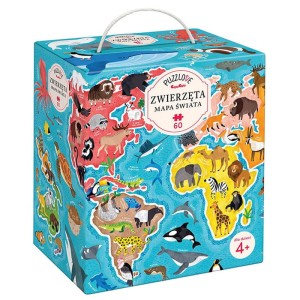 Czuczu Puzzlove - Puzzle Mapa Świata Zwierzęta 60 elementów 4+