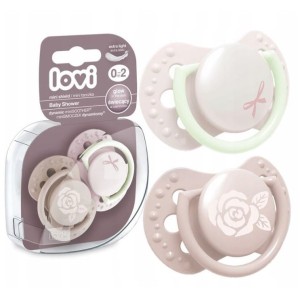 Smoczek silikonowy dynamiczny MINI 0-2m Baby Shower Girl 2 szt., Lovi