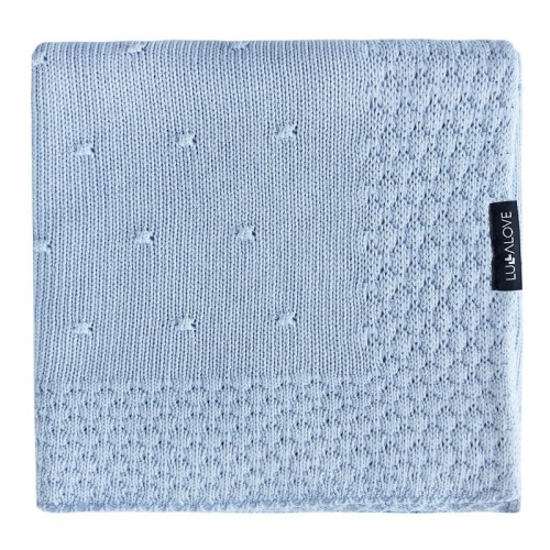 Lullalove koc bambusowy popcorn błękit