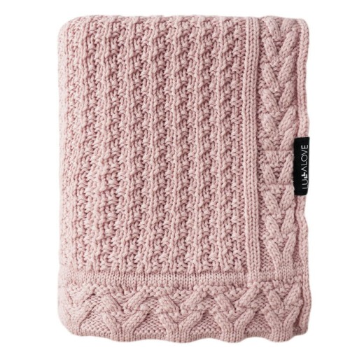 Lullalove kocyk merino ciasteczko pudrowe