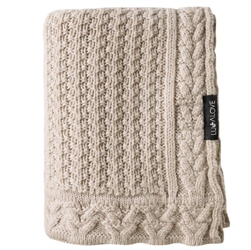 Lullalove kocyk merino beżowe ciasteczko