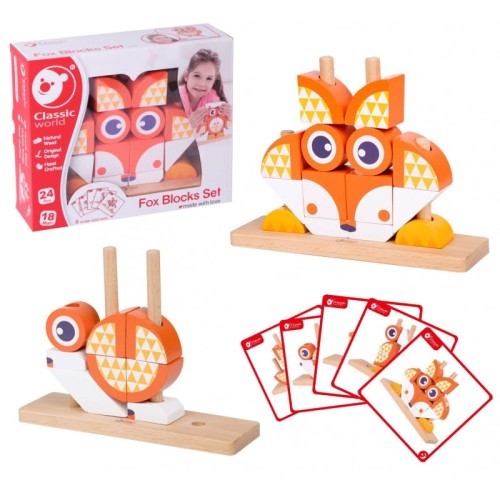 drewniane klocki kreatywne lis