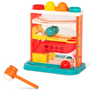 Lustrzany kulodrom z przebijanką i młotkiem Pomarańczowy, B.Toys