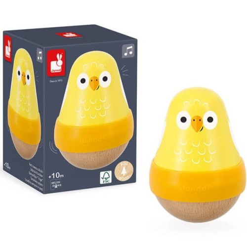 janod drewniana wańka wstańka ptaszek