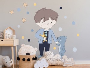 Teddy Niebieski - naklejka na ścianę, Pastelowe Love