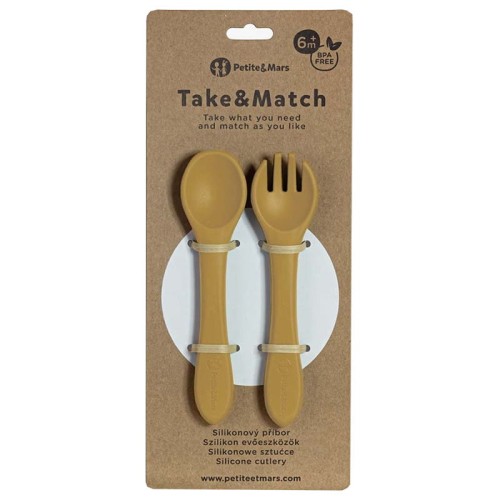 petite and mars sztućce silikonowe ochre