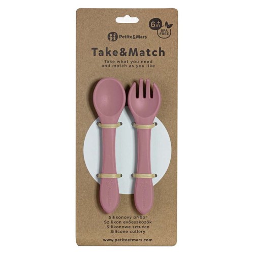 petite and mars sztućce silikonowe dusty rose