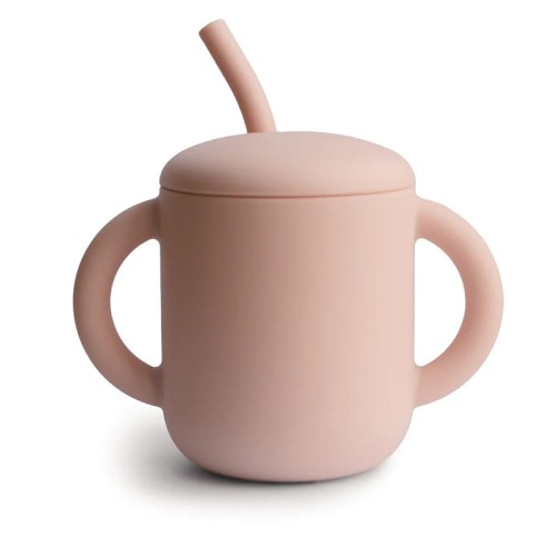 mushie kubek silikonowy ze słomką blush