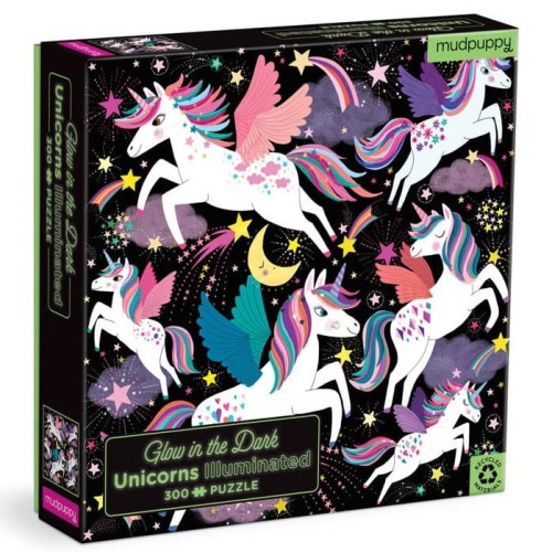 Mudpuppy puzzle jednorożce świecące w ciemności