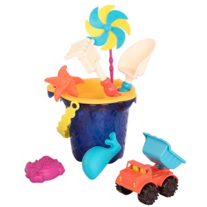 Zestaw do piasku - wiaderko z akcesoriami Niebieskie, B.Toys