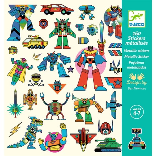 Djeco naklejki metaliczne roboty