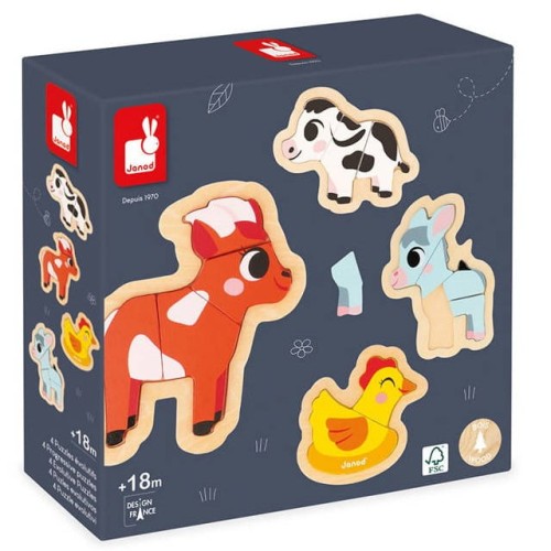 Janod drewniane puzzle progresywne farma